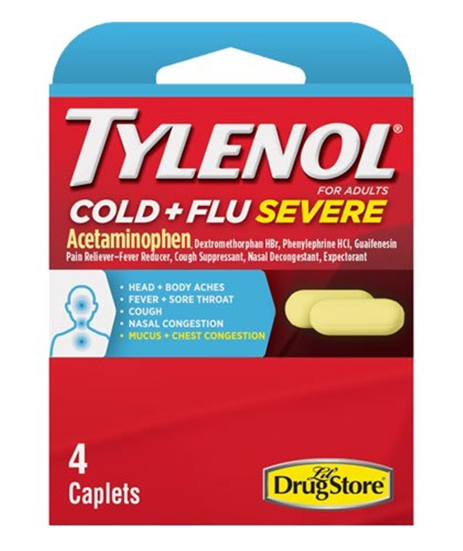 Lil Drug Blister Pack: Tylenol Cold & Flu Severe 4's (6CT)