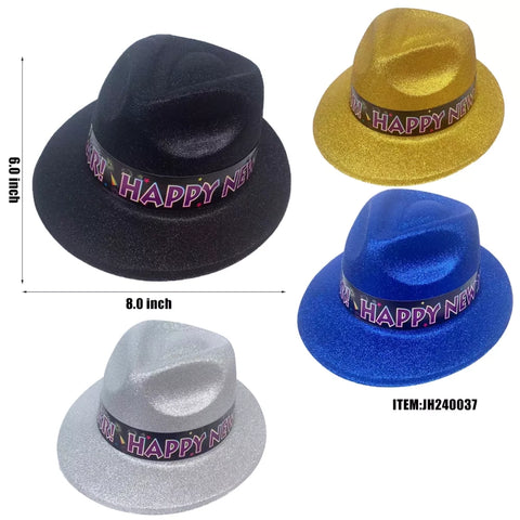 Hat: Happy New Year Small Sticker Fedora (12CT) - E24733