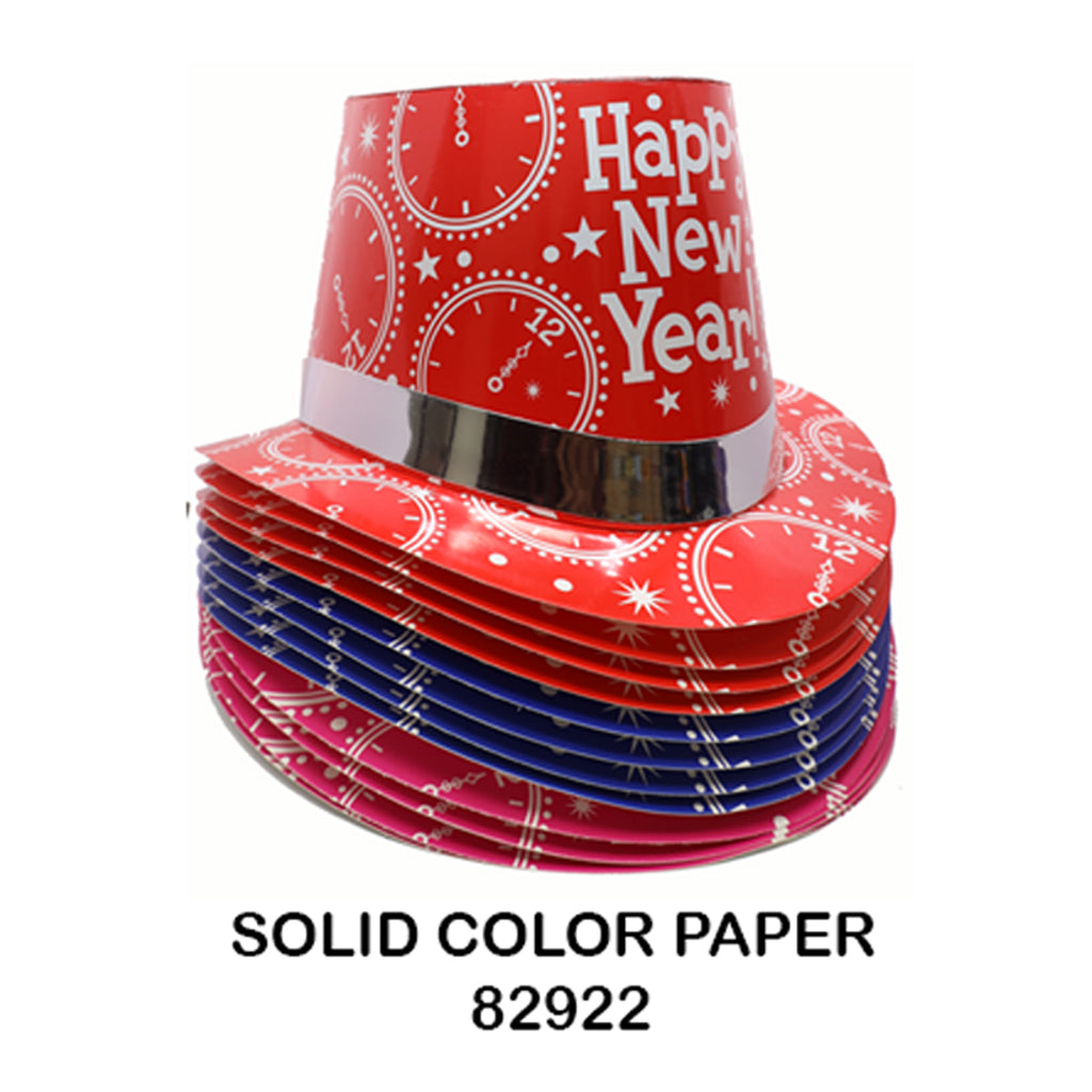 Hat: Happy New Year Solid Color Paper Hat (12CT) - 82922