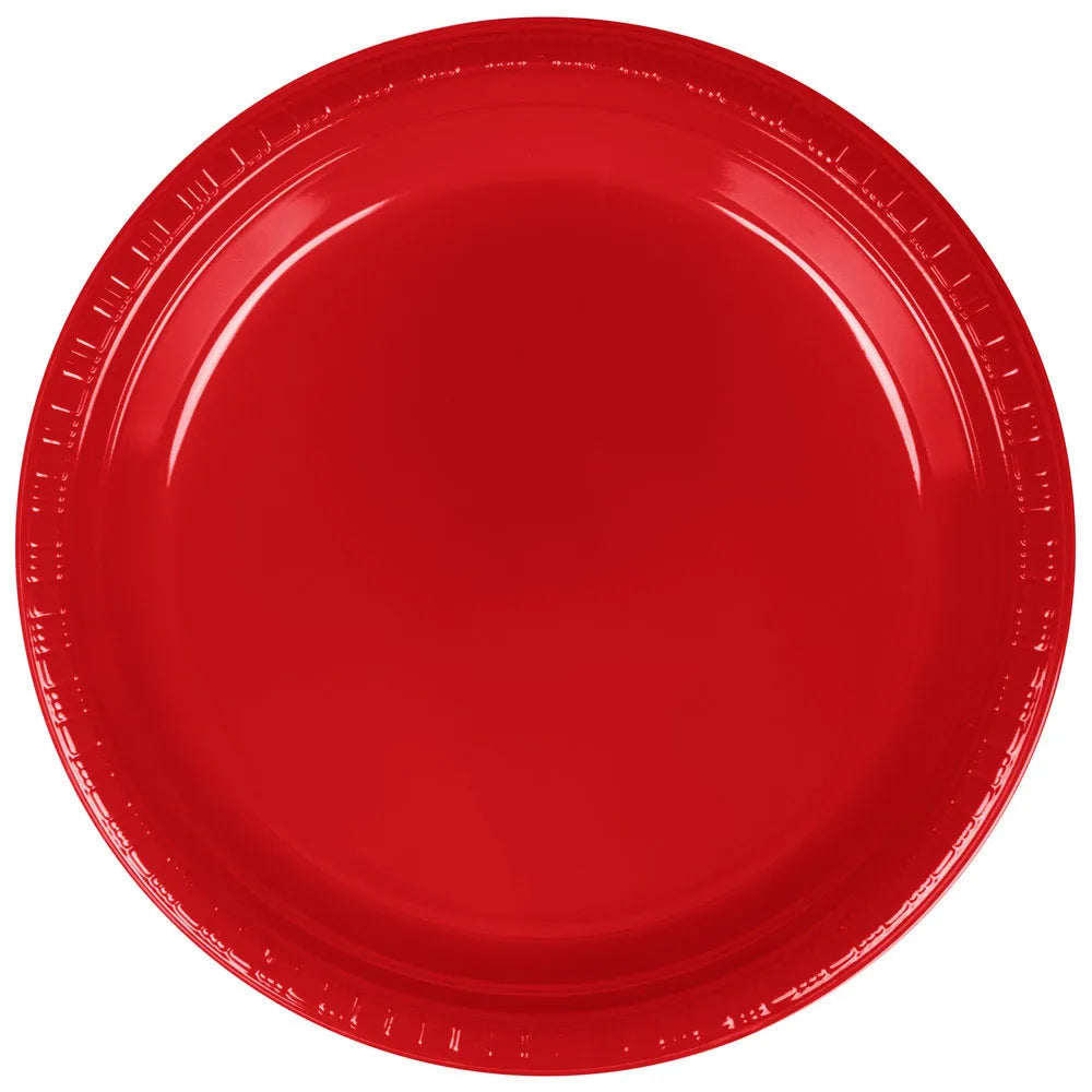 Plastic Red Plate 9"